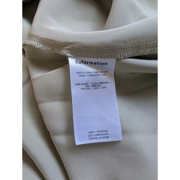 NWT Reformation Ronda Silk Wedding Gown Maxi Dress Size 16 Dried Herb #4B503 - Picture 11 of 12